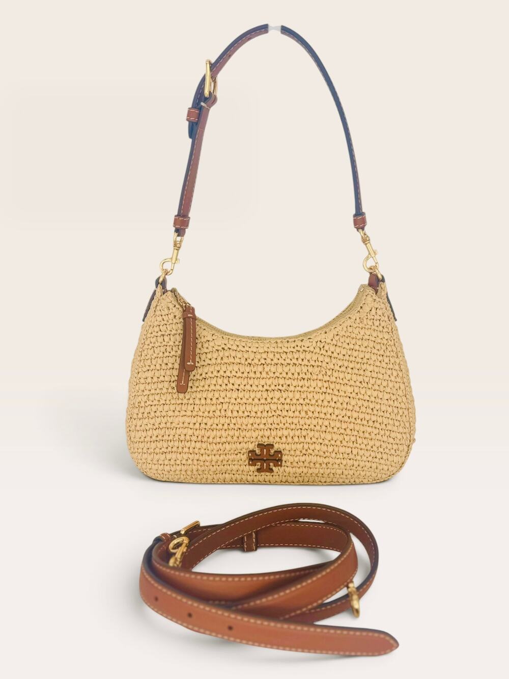 $595 Tory Burch Straw Raffia Natural Shoulder Crossbody Bag